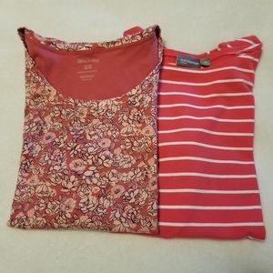 Womens Short Sleeve Tops Size XL Lot of 2 Croft & Barrow/White Stag Red and Pink